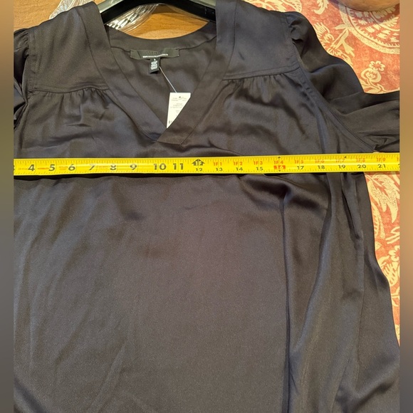 NWT White House Black Market Satin Elegant Black Blouse SZ L - Picture 10 of 16